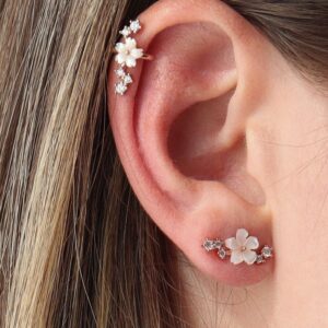 floral ear cuffs and stud earings